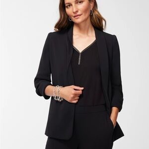 Chico's Ruched Sleeve Classic Black Blazer